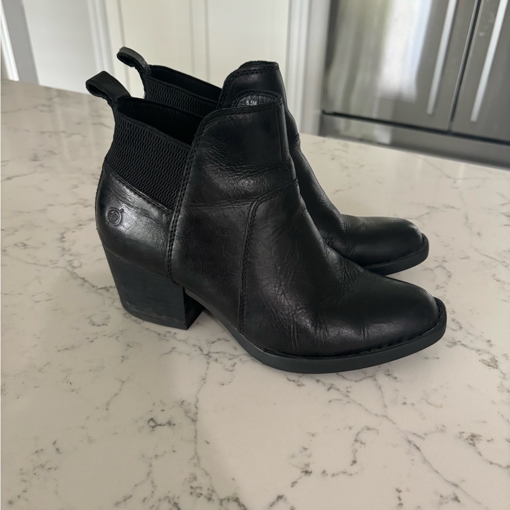 Born Black Leather Booties